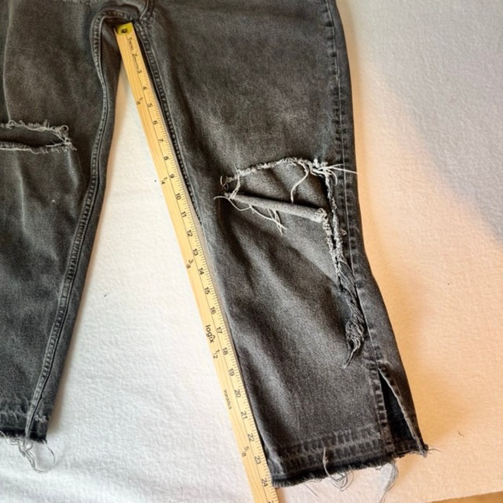 We The Free People Lita Distressed High Rise Straight Leg Jeans Black Sz 28 6 - Picture 6 of 15